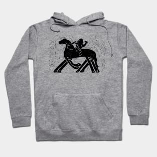 Riding to Valhalla or Tjängvide Odin and Sleipnir (Black Ink Version) Hoodie